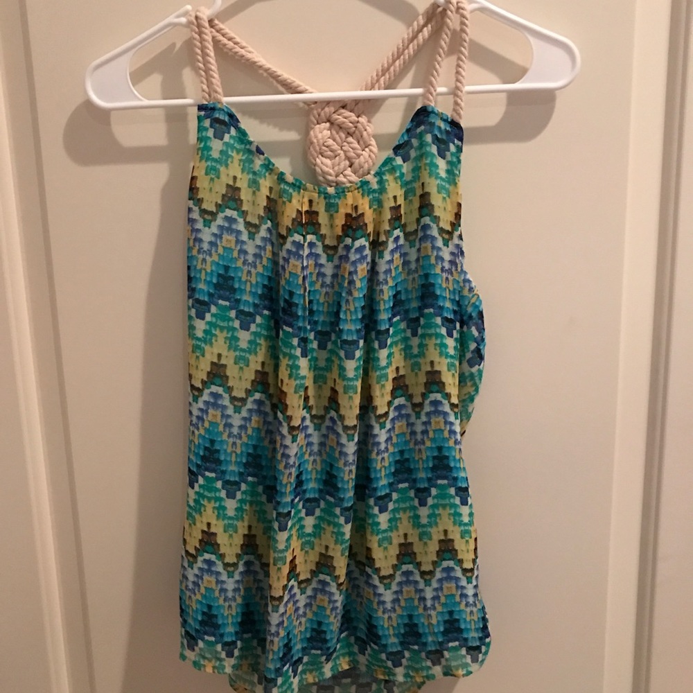 Patterned Rope Strap Tank Top